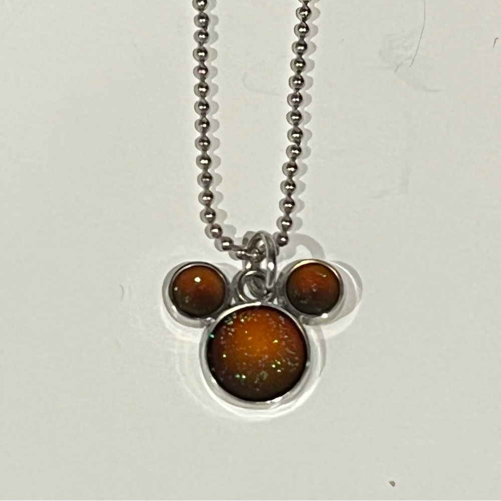 Disney Mickey Mouse Color Changing Pendant Necklace Silver Tone Chain